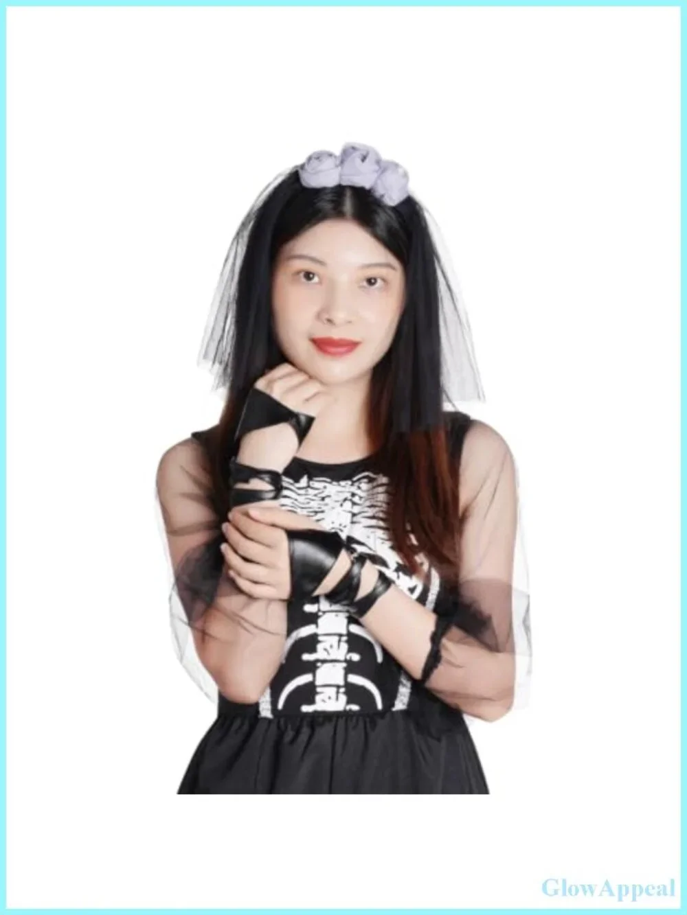 PU Leather Fingerless Gloves Punk Half Palm Performance Costume Dance